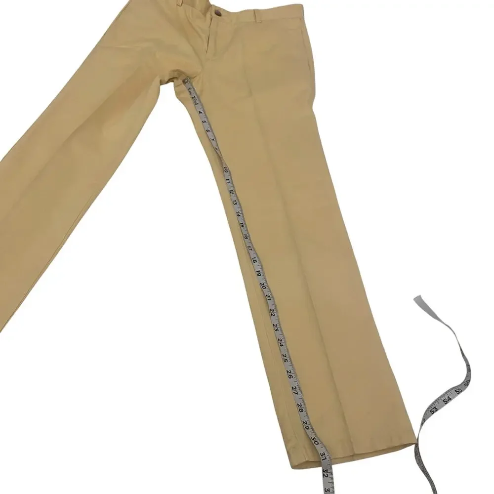 Lacoste Pants Men's Chino Flat Front Size 40 Yellow Regular Fit Made in Peru